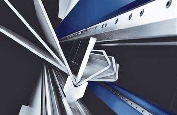 Modern press brake during machining.