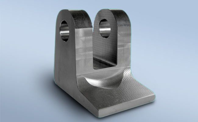 Pivot bearing made of structural steel, pre-cut with waterjet and then large chip volume machined out.